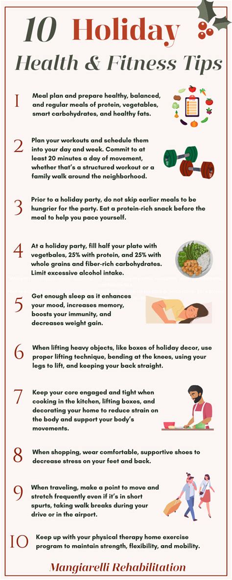 10 Holiday Health And Fitness Tips Infographic Mangiarelli Rehabilitation