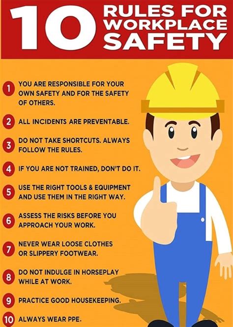 10 Rules For Workplace Safety Workplace Safety Safety Rules