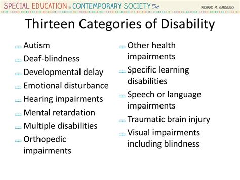 13 Categories Of Disability