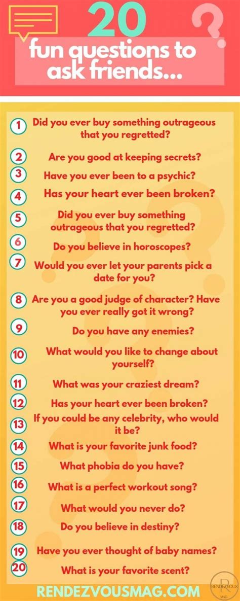 20 Fun Questions To Ask Friends Infographic Fun Questions To Ask