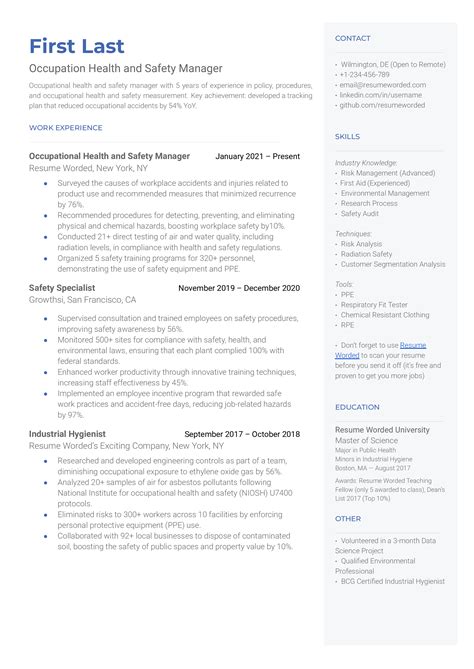 4 Health And Safety Cv Examples For 2025 Resume Worded