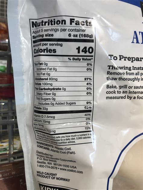 4 Oz Cod Nutrition Facts