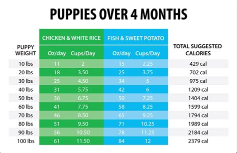 4Health Puppy Food Feeding Chart