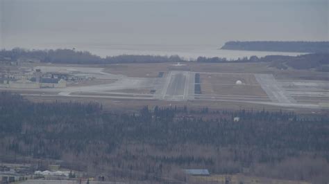 4K Aerial Video Tracking A Military Jet Taking Off Elmendorf Air Force Base Alaska Aerial