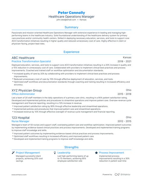 5 Healthcare Operations Manager Resume Examples Amp Guide For 2024