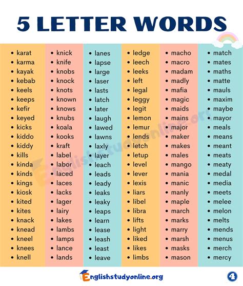 5 Letter Words With X