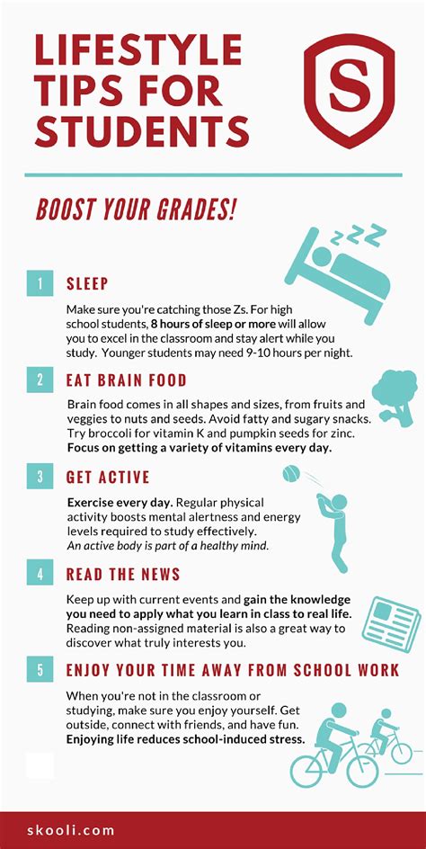 5 Lifestyle Tips For Students Infographic Skooli Online Tutoring