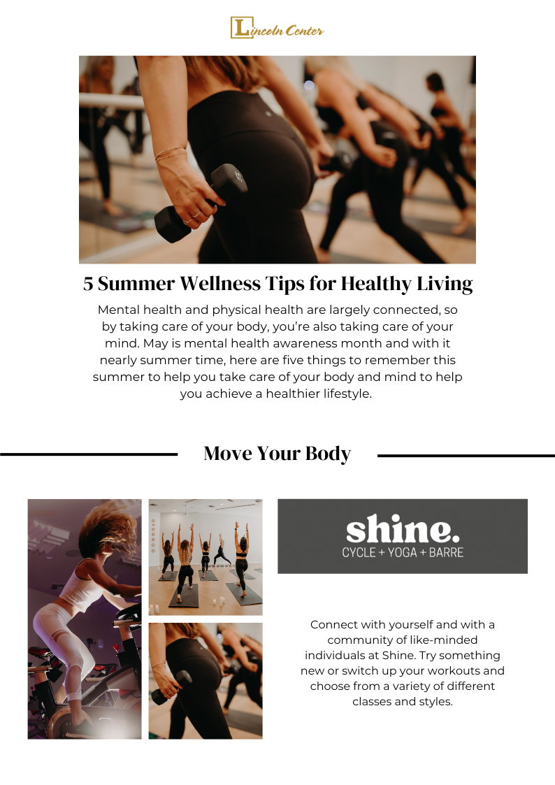 5 Summer Wellness Tips For Healthy Living Lincoln Center Shops