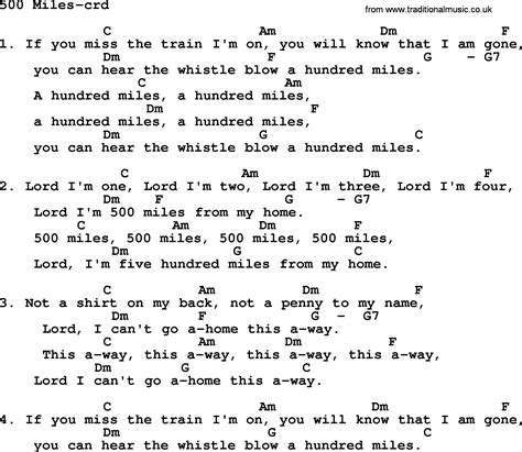 500 Miles Song Lyrics