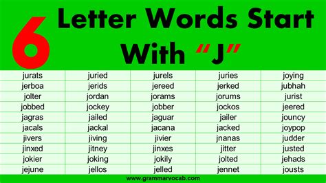 6 Letter Word With J