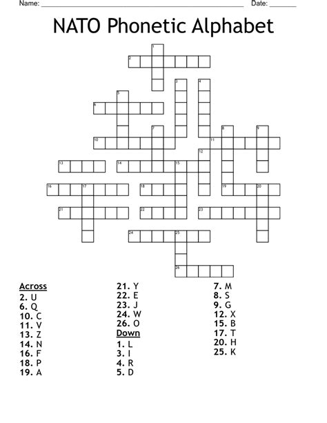 9 In Nato Alphabet Crossword