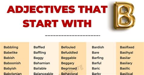 Adjectives That Start With B List Of Adjectives Yourdictionary