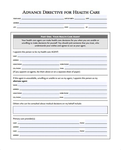 Advance Directive Form To Print