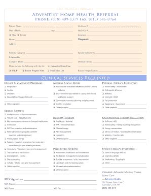 Adventist Home Health Referral Form