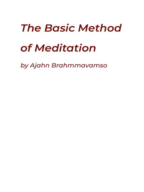 Ajahn Brahmavamso The Basic Method Of Meditation