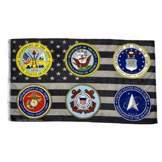 All 6 Branches Usa Blackout Flag Military Memorial Black Flags