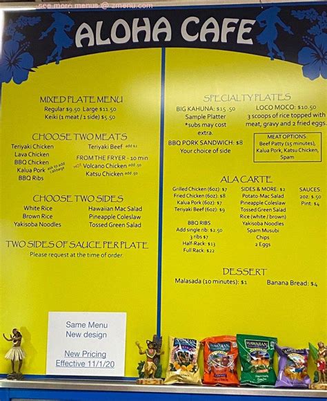 Aloha Cafe Menu