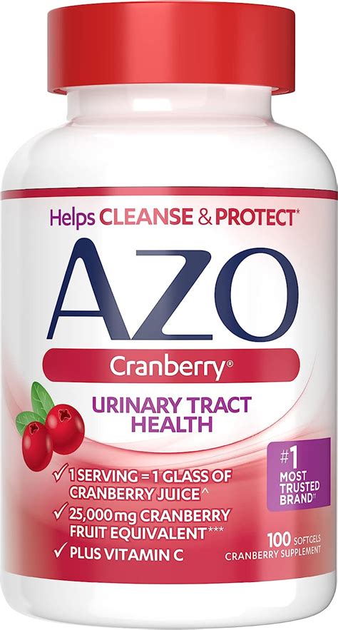 Amazon Com Azo Cranberry Supplement Made With Concentrated Whole Fruit Cranberry Powder To Help Cleanse And Protect The Urinary Tract Sugar Free Cranberry Pills Non Gmo 100 Softgels Health Household