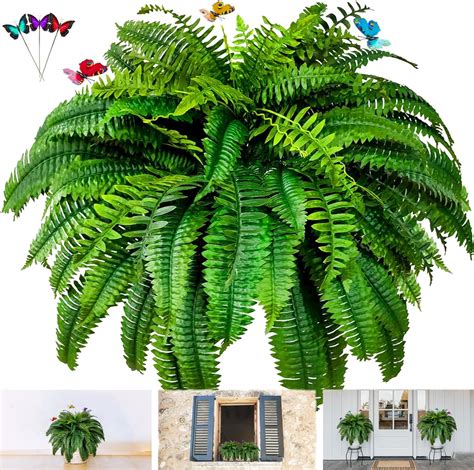 Amazon Com Nearly Natural 48In Artificial Boston Fern Large Hanging Plant Set Of 2 Artificial Ferns That Look Real For Home D Cor Home Kitchen