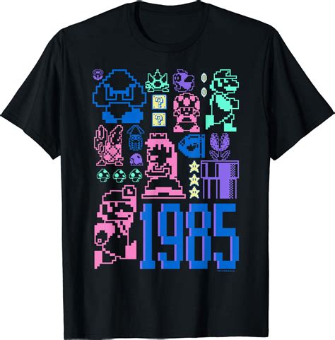 Amazon Com Super Mario Bros 35Th Anniversary 1985 Nintendo Pixel Art T Shirt Clothing Shoes Jewelry