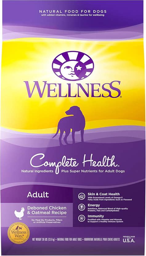 Amazon Com Wellness Complete Health Dry Dog Food With Grains Natural Ingredients Made In Usa With Real Meat All Breeds For Adult Dogs Whitefish Sweet Potato 15 Pound Bag Pet Supplies