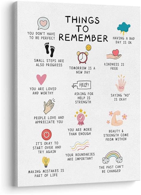 Amazon Com Xwelldan Mental Health Things To Remember Poster Posters Wall Art Decor For Office Mental Health Therapy Therapist Office Decor Cbt Dbt Mental Health Posters For Therapist Office 11X14 Framed Posters