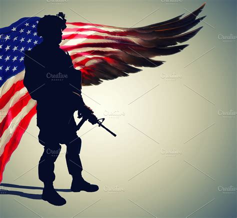 American Flag With Soldier Silhouette