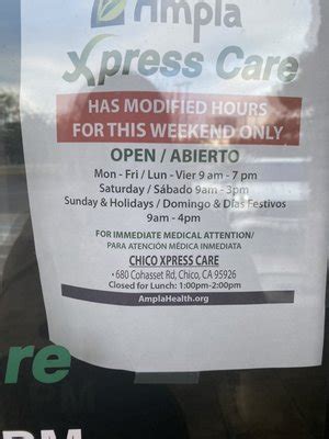 Ampla Health Chico Hours