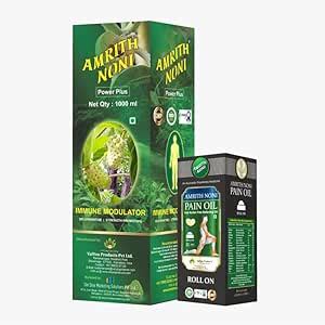 Amrith Noni Power Plus 500Ml Pain Roll On 50Ml Organic Noni Fruit Juice For Strengthening Immunity Ayurvedic Pain Relief For Back Joint Knee Muscle Amazon In Health