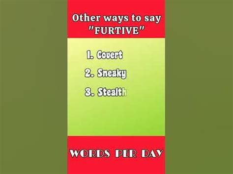 Another Word For Furtive