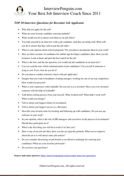 Answers To Recruiter Interview Questions