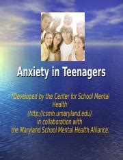 Anxiety In Teenagers Developed By The Center For School Mental Health