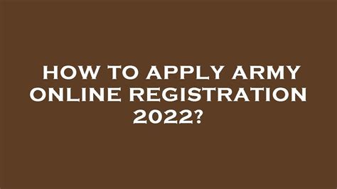 Apply For Army Online