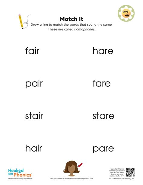 Are Air Words Match It Worksheet Hooked On Phonics