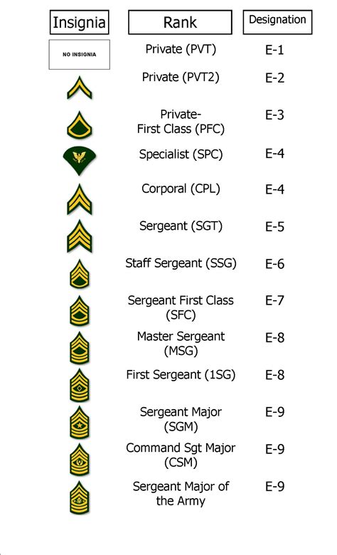 Army Enlisted Ranks And Abbreviations