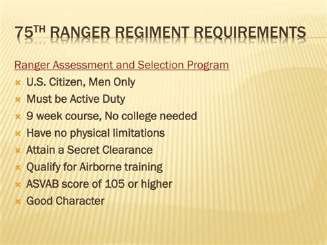 Army Ranger Requirements