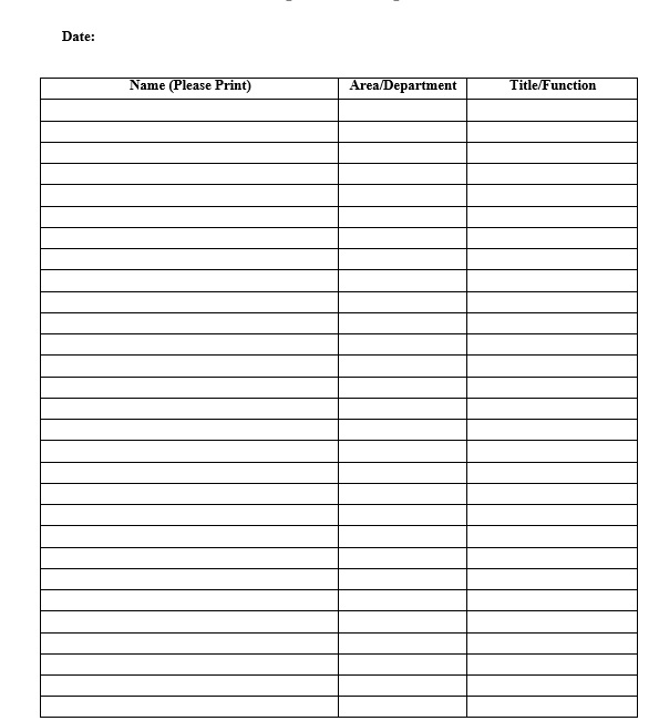 Army Sign In Sheet Template