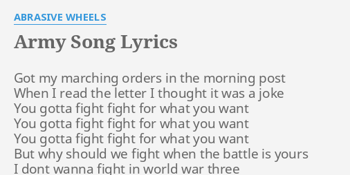 Army Song Lyrics Pdf