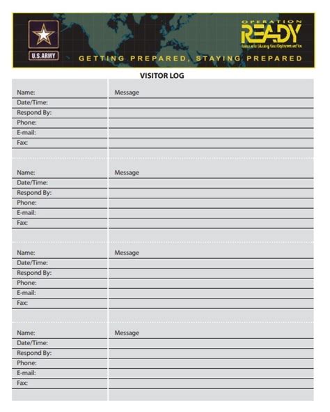 Army Visitor Sign In Sheet