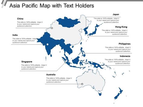 Asia Pacific Map With Text Holders Presentation Powerpoint Diagrams