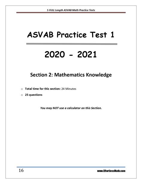 Asvab Math Practice Test Pdf