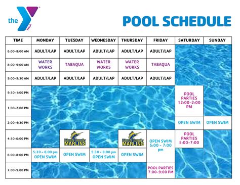 Avon Ymca Pool Schedule Pdf