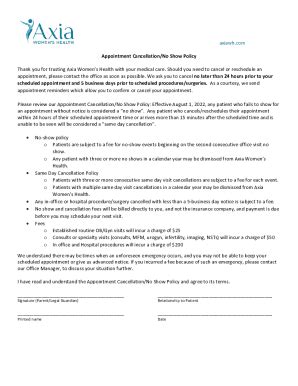 Axia Women S Health Fmla Paperwork