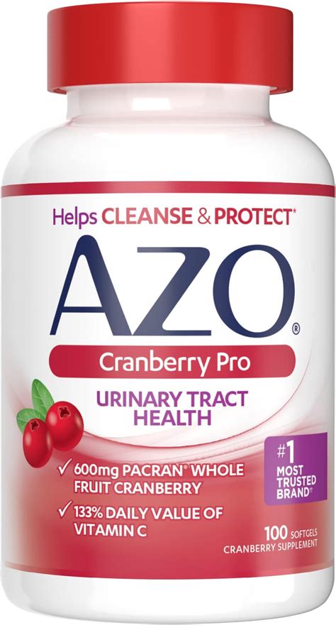 Azo Cranberry Pro Urinary Tract Health Supplement 600Mg Pacran 1 Serving More Than 1 Glass Of Cranberry Juice 100 Ct D Mannose Urinary Tract