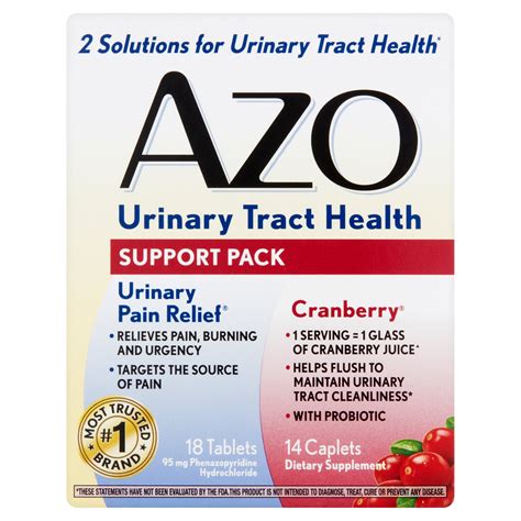 Azo Urinary Tract Health Support Pack For Urinary Pain Relief Cranberry 32 Ct Walmart Com