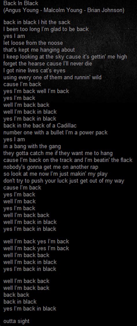 Back In Black Letra