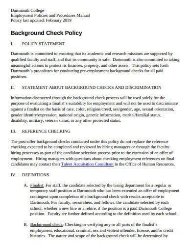 Background Check Policy Sample