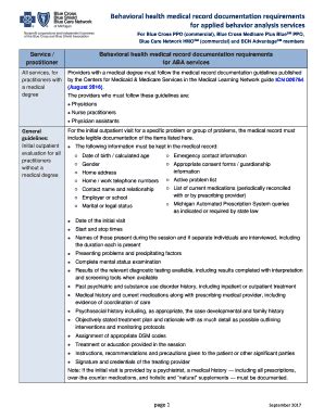 Behavioral Health Medical Records Requirements