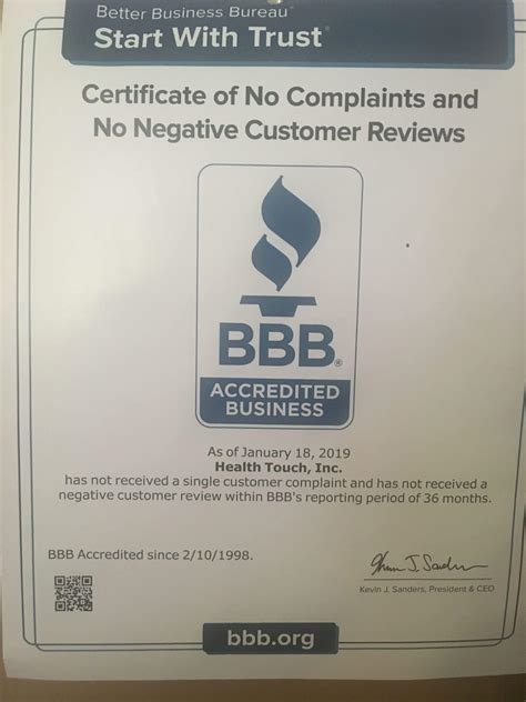 Better Business Bureau A Rating Healthtouchinc 781 942 2215