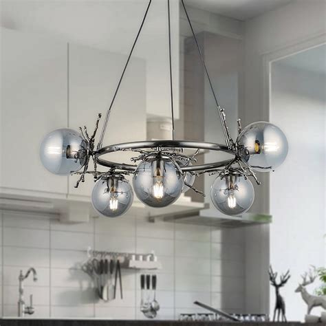 Blair 7 Light Ceiling Pendant In Chrome With Cotton Mix White Shade National Lighting National Lighting Online Shop